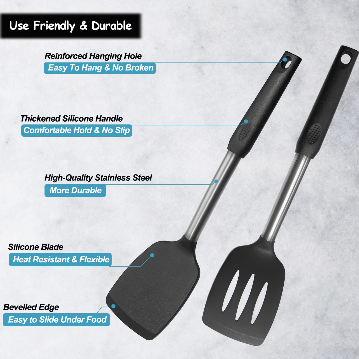 Vovoly non-stick silicone spatula allows smooth food release.
