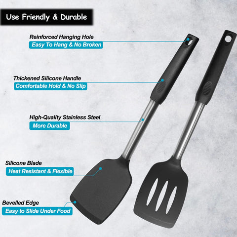 Vovoly non-stick silicone spatula allows smooth food release.