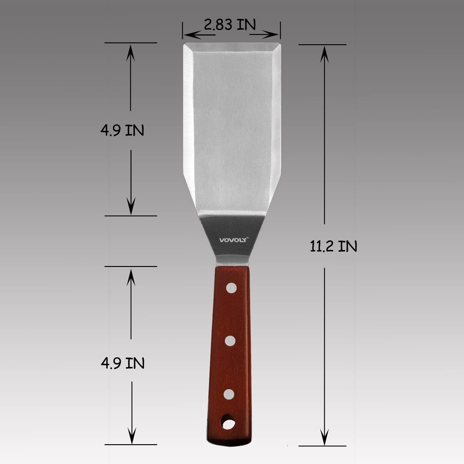 Vovoly flat-top grill spatula ideal for fast flipping and precise control.