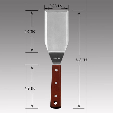 Vovoly flat-top grill spatula ideal for fast flipping and precise control.