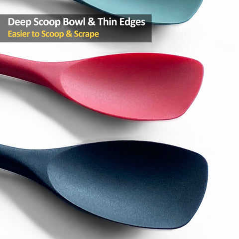VOVOLY seamless design spatula close-up highlighting no seams and easy residue removal.