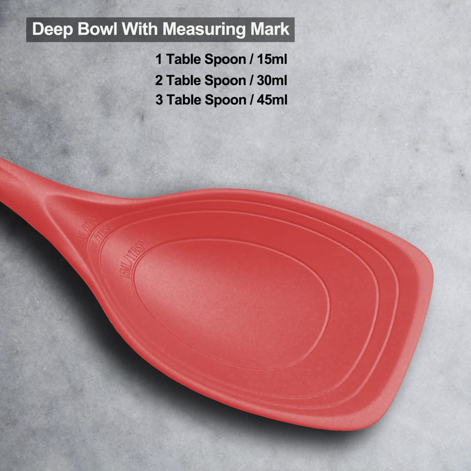 Vovoly slotted silicone spoon designed for draining liquids safely