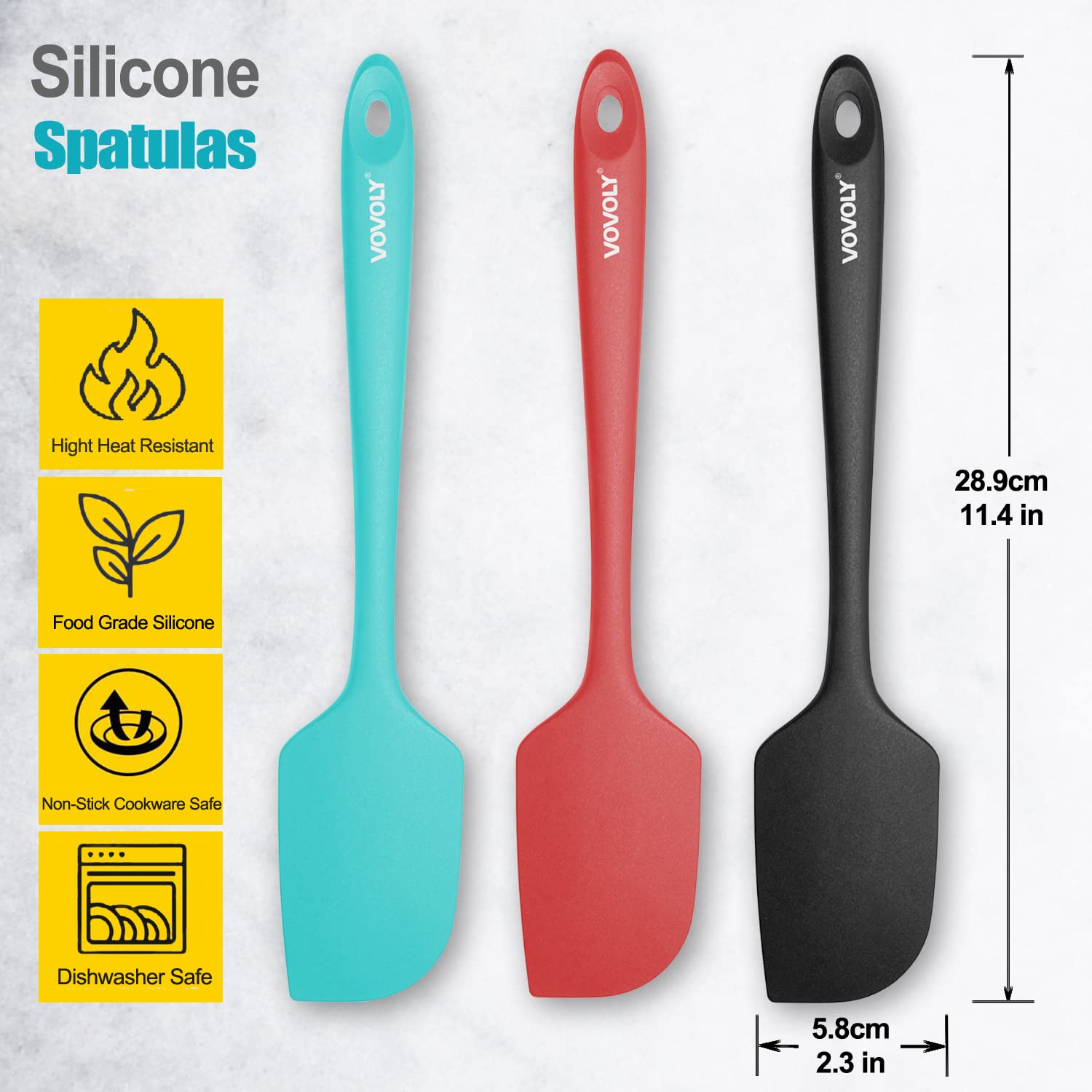 Vovoly 600°F heat-resistant silicone spatula ready for high-heat cooking.