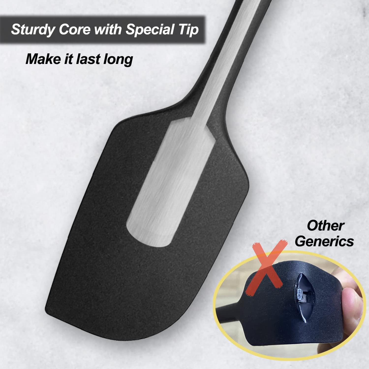 Vovoly nonstick-safe silicone spatula protects cookware from scratches.