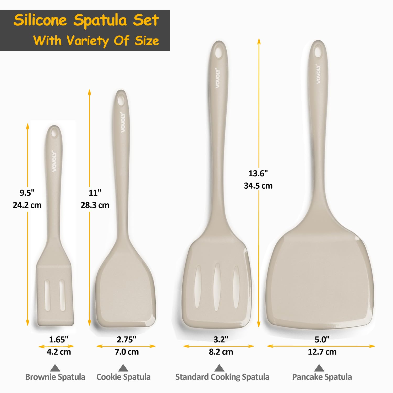 Vovoly silicone spatula set compact spatula designed for precise turning