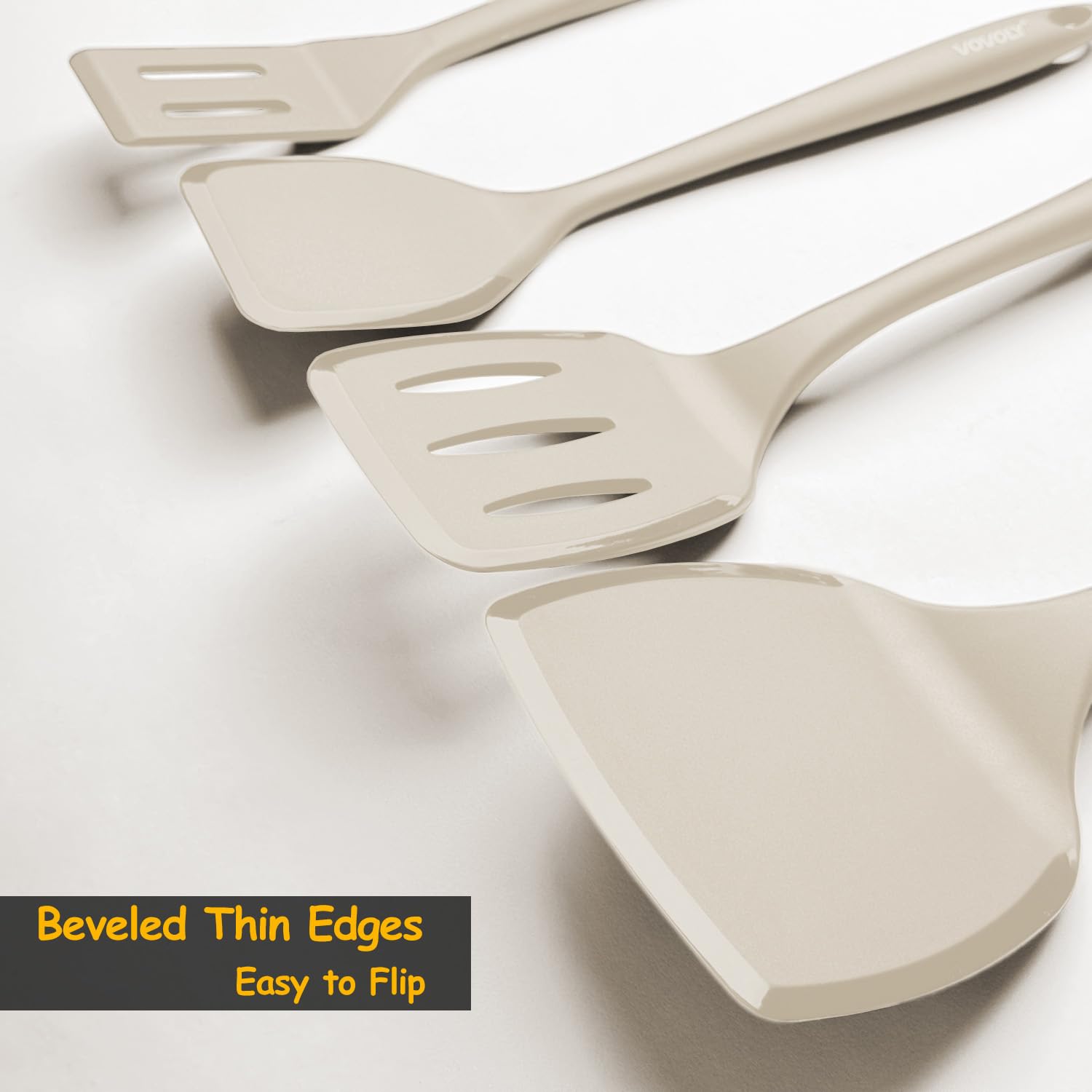 Vovoly silicone spatula set slotted spatula for draining fats while cooking