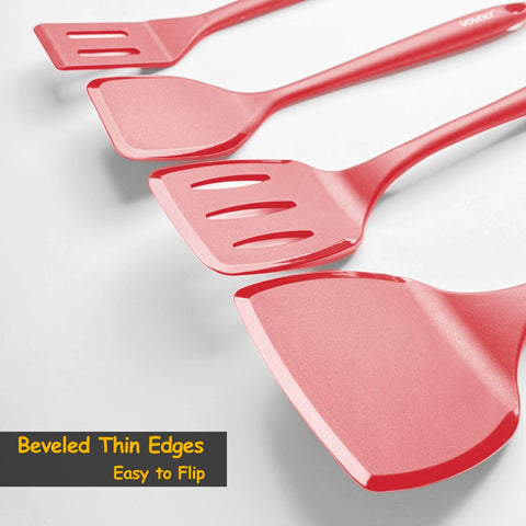 Vovoly slotted spatula drains excess liquid during cooking and lifting ingredients.
