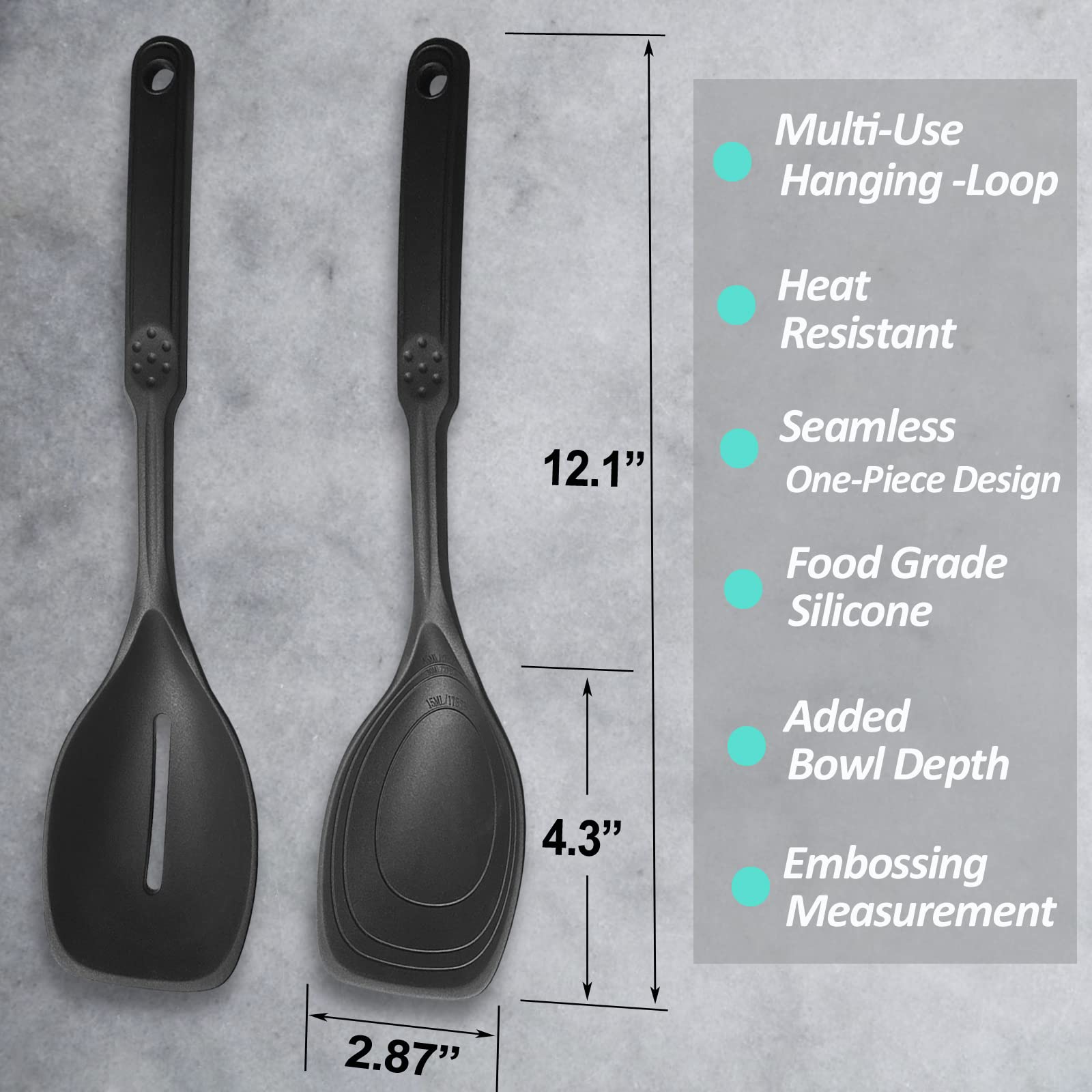 Vovoly silicone spoon slotted for efficient draining in sauces