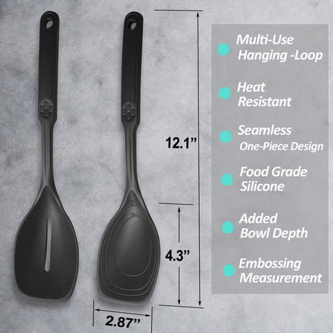 Vovoly silicone spoon slotted for efficient draining in sauces