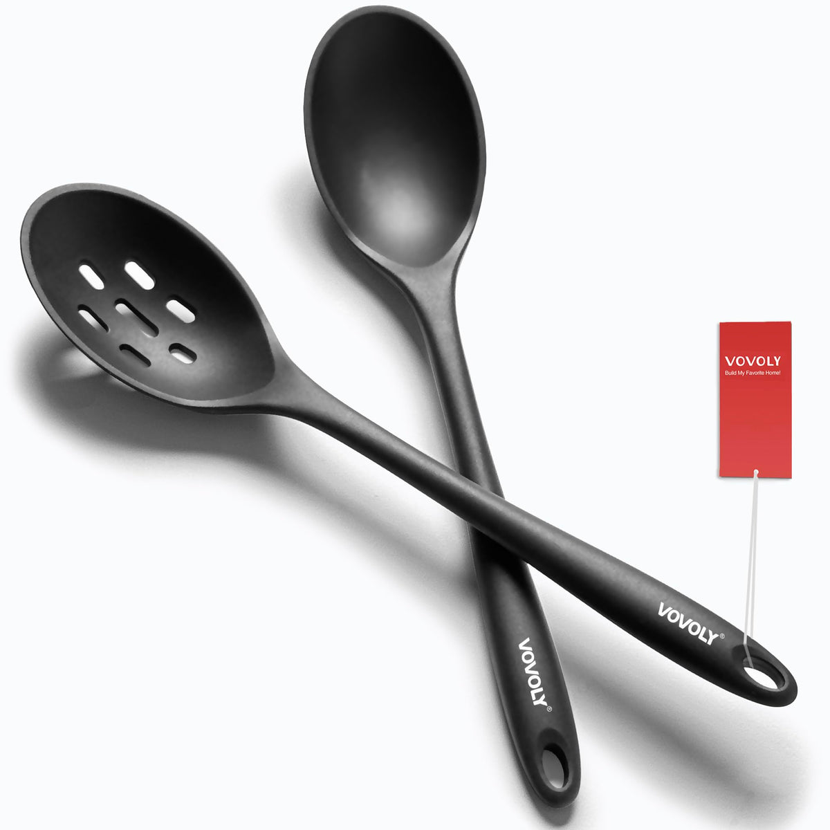 Vovoly extra-large silicone spoon for stirring sauces and batter.