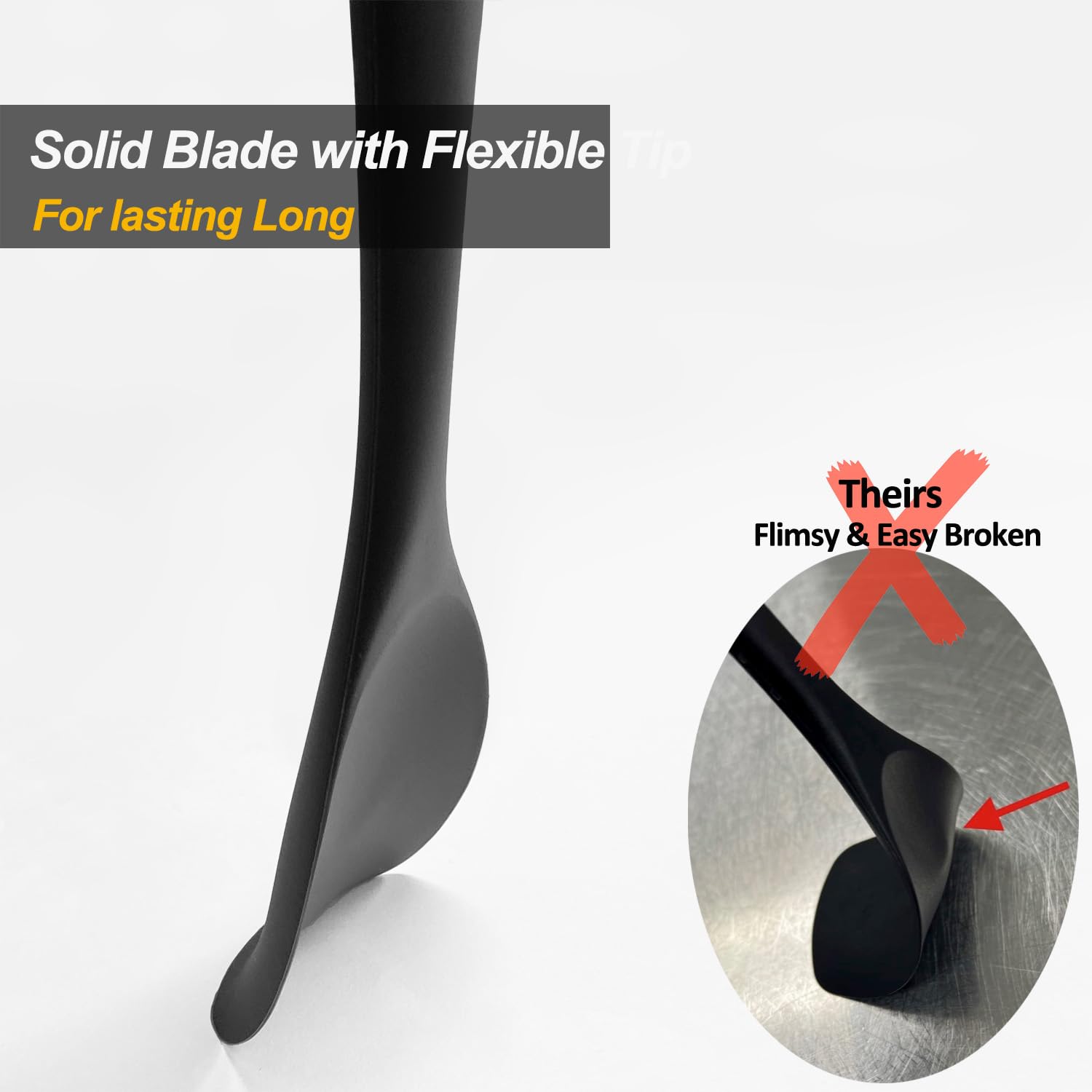 VOVOLY heat resistant spatula with comfortable grip for extended use.