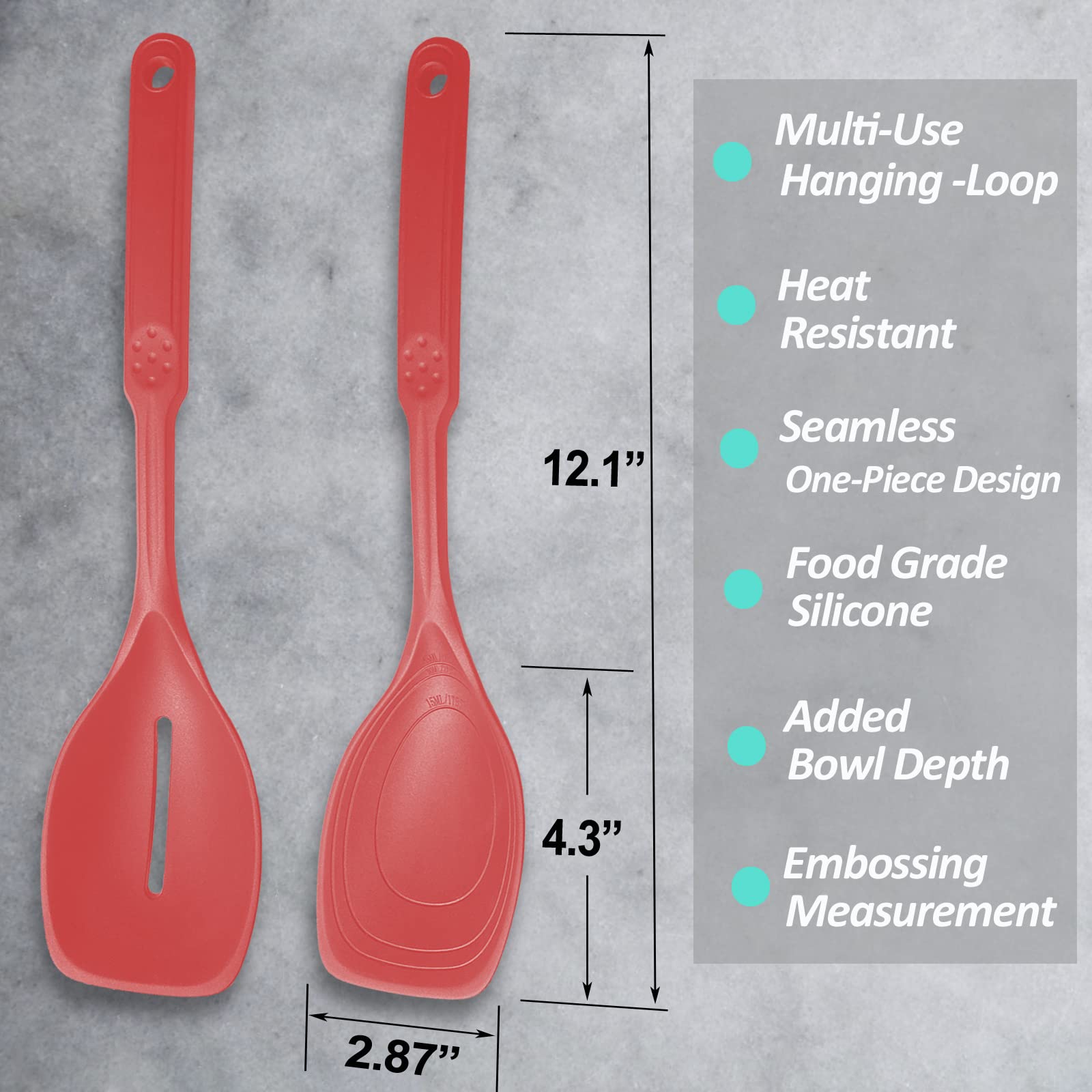 Vovoly solid silicone spoon with deep bowl for precise scooping