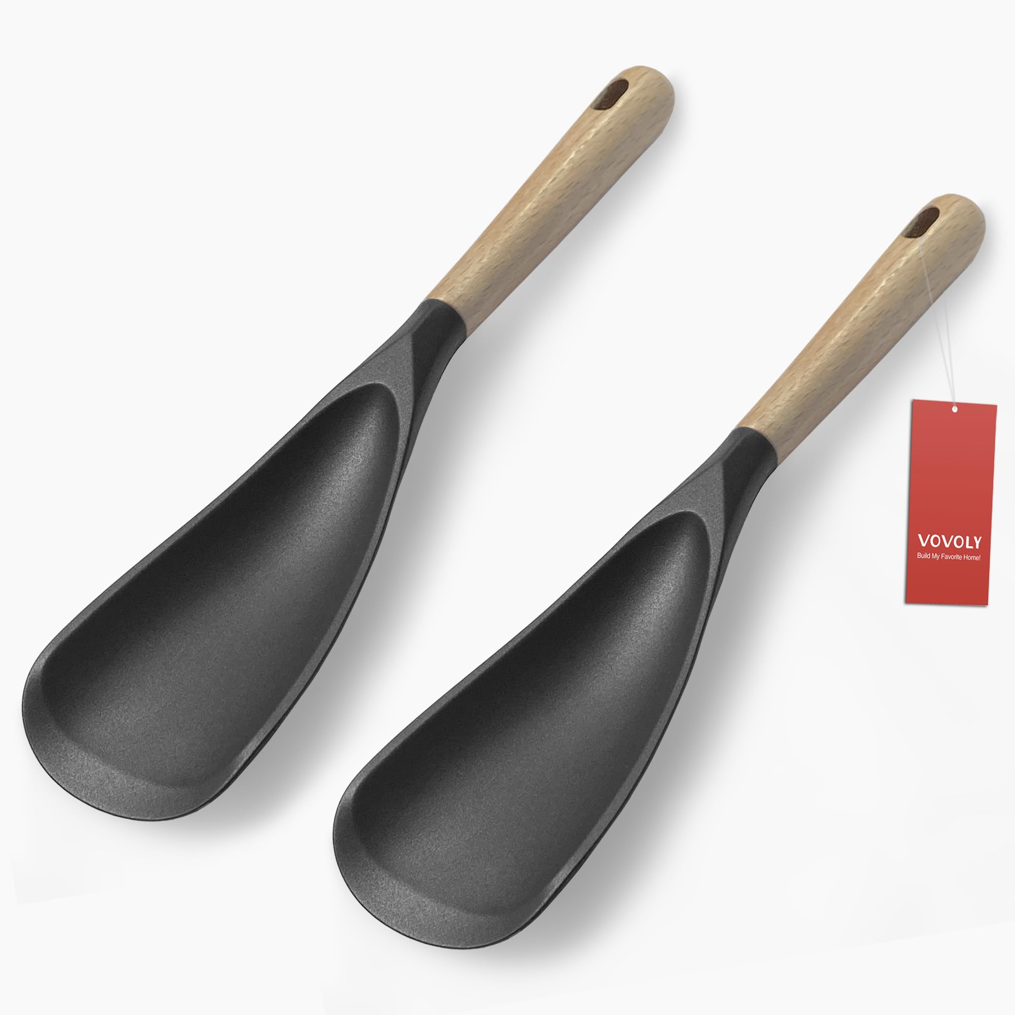Vovoly silicone nonstick spoon for gentle stirring and scraping.