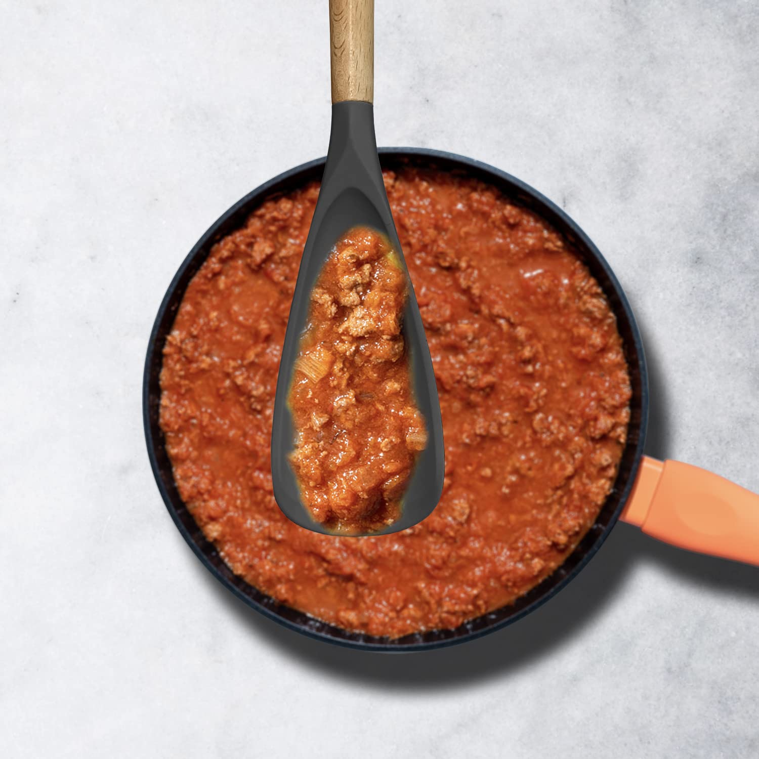 Vovoly wooden handle spoon stays balanced while you stir.