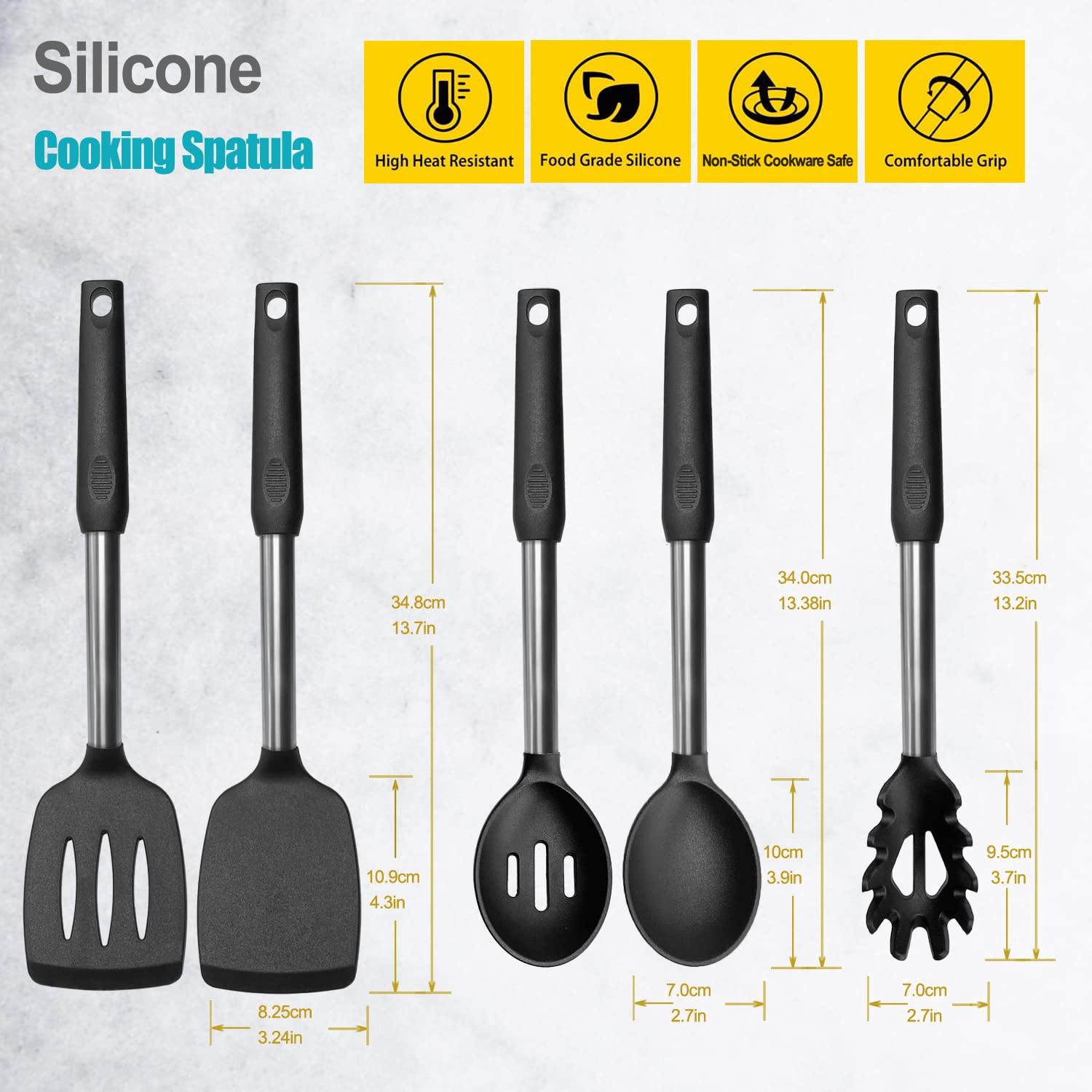 Vovoly silicone-coated stainless steel handle stays cool to touch.