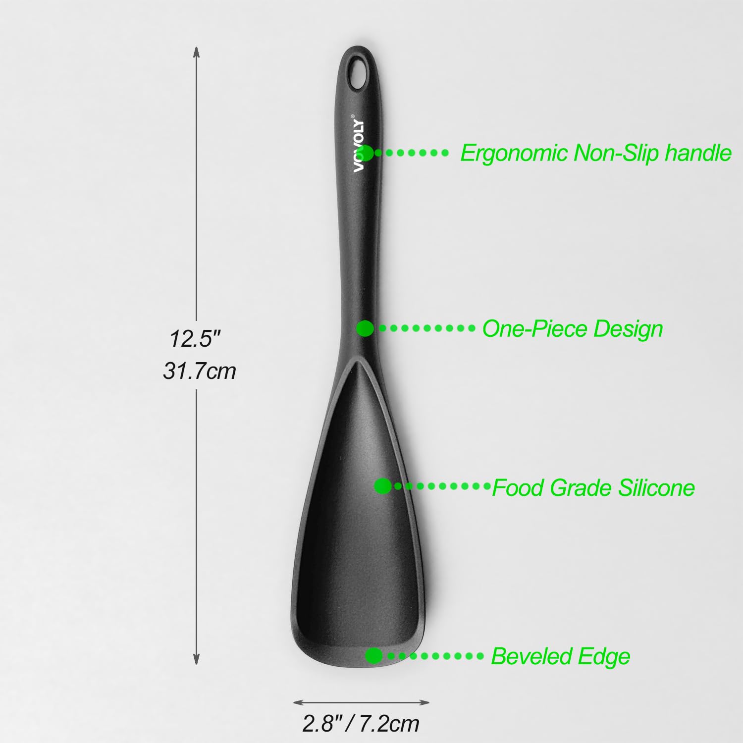 VOVOLY wooden-handle spoon in black with comfortable grip