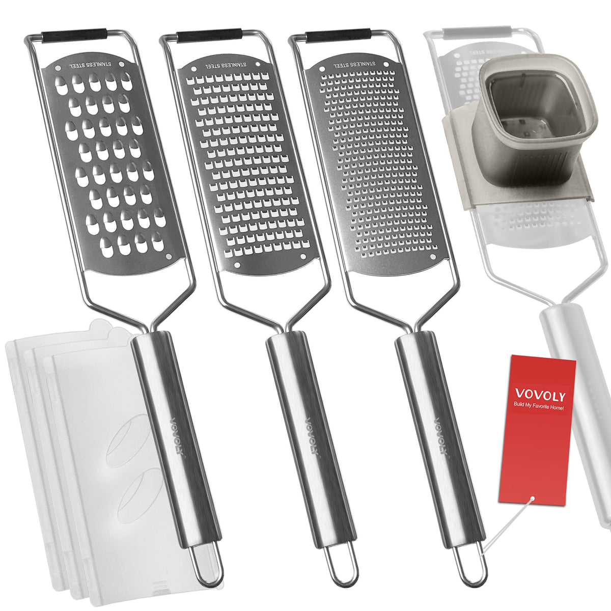 Vovoly zester grater fine blade for precise citrus zest and garlic.