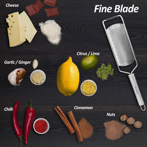 Vovoly zester stainless steel body resists rust and stays sharp.