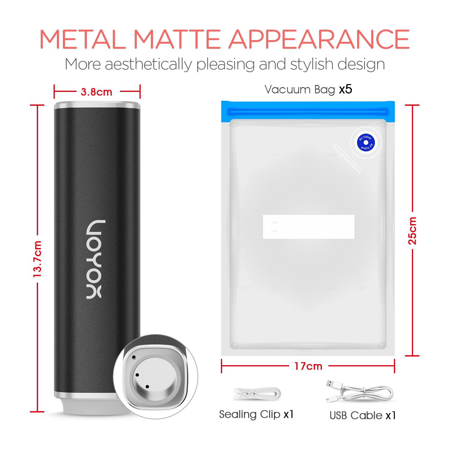 VOYOR powerful suction captures air quickly, faster sealing results.