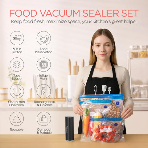 VOYOR reusable vacuum bags pack for safe storage and extended shelf life.