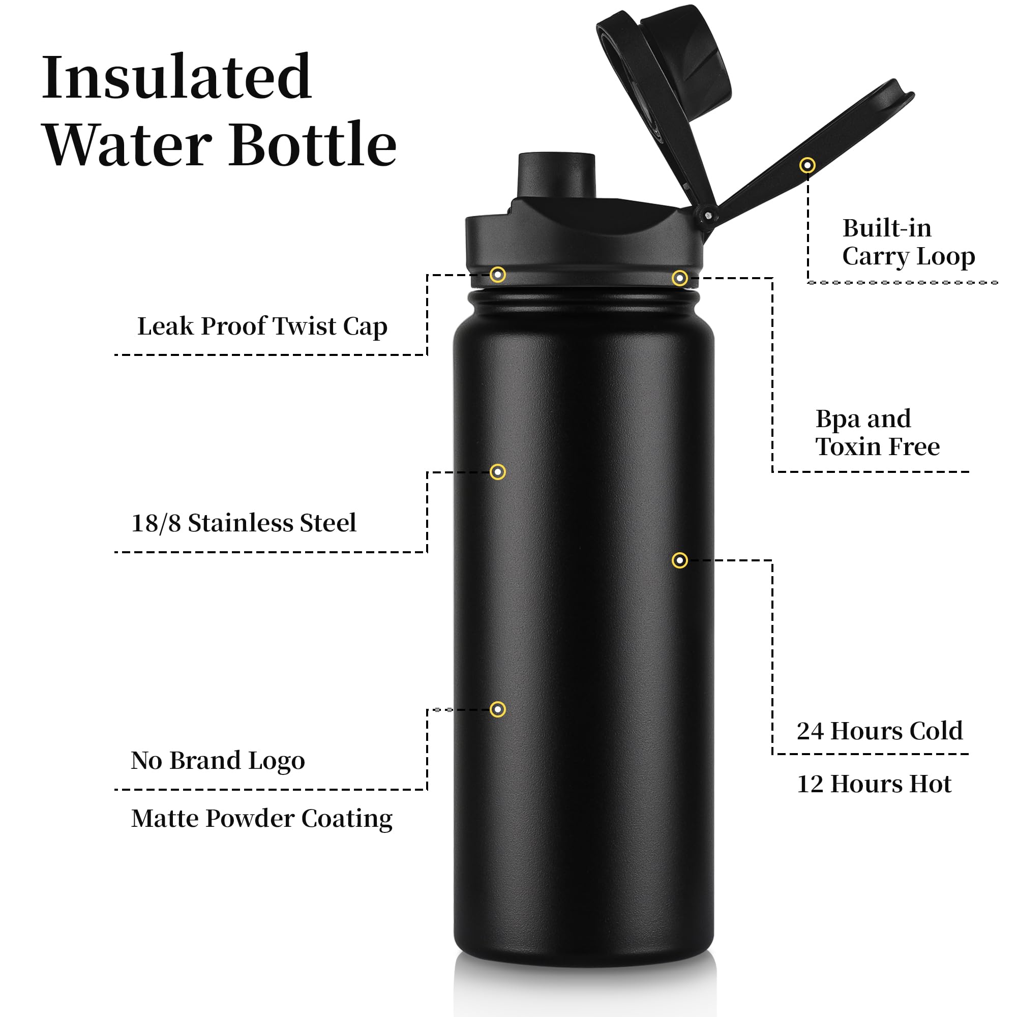 VQRRCKI bottle with wide mouth lid for easy filling and cleaning