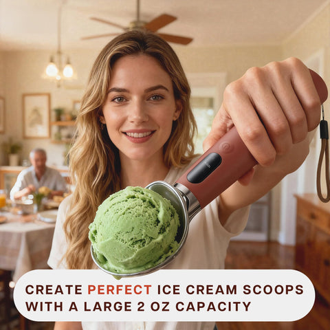 VRAIKO scoop with 3-level heats enables versatile dessert textures.
