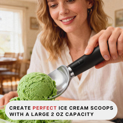 VRAIKO heated scoop shows three settings 120/140/160°F for versatile results