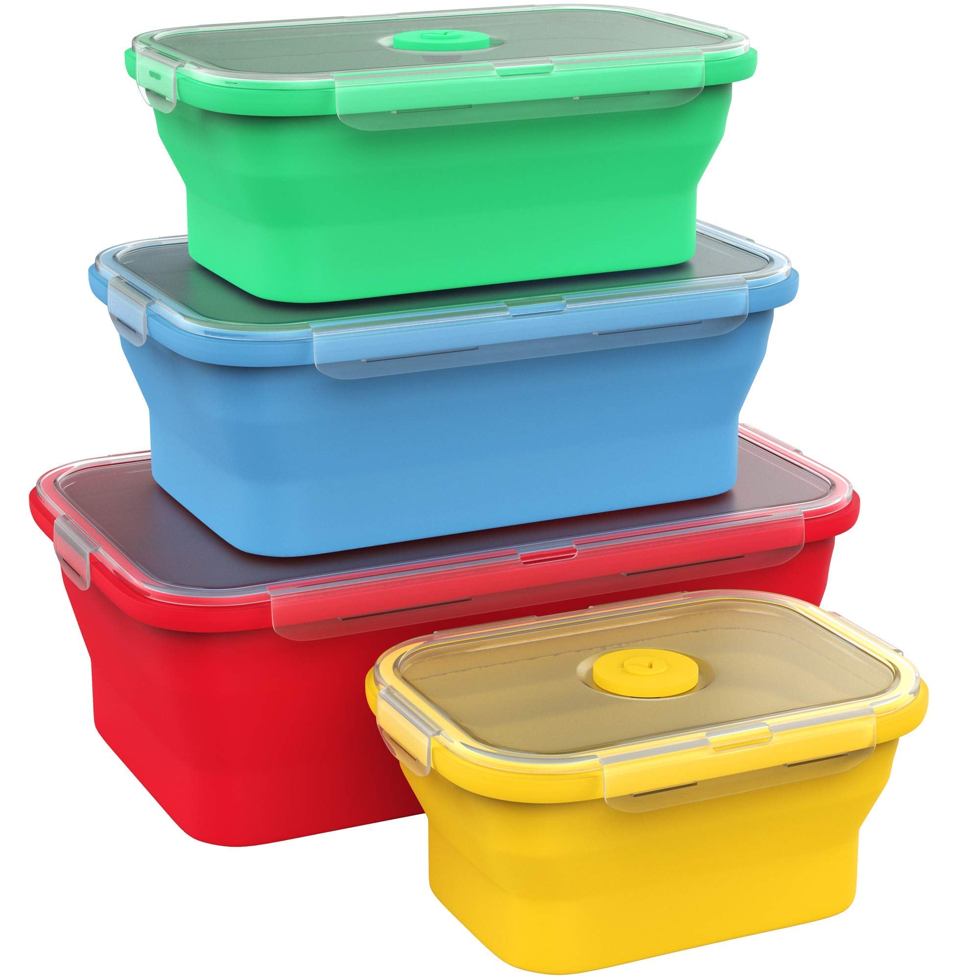 Vremi silicone containers with airtight-lids keep leftovers fresh in the fridge.