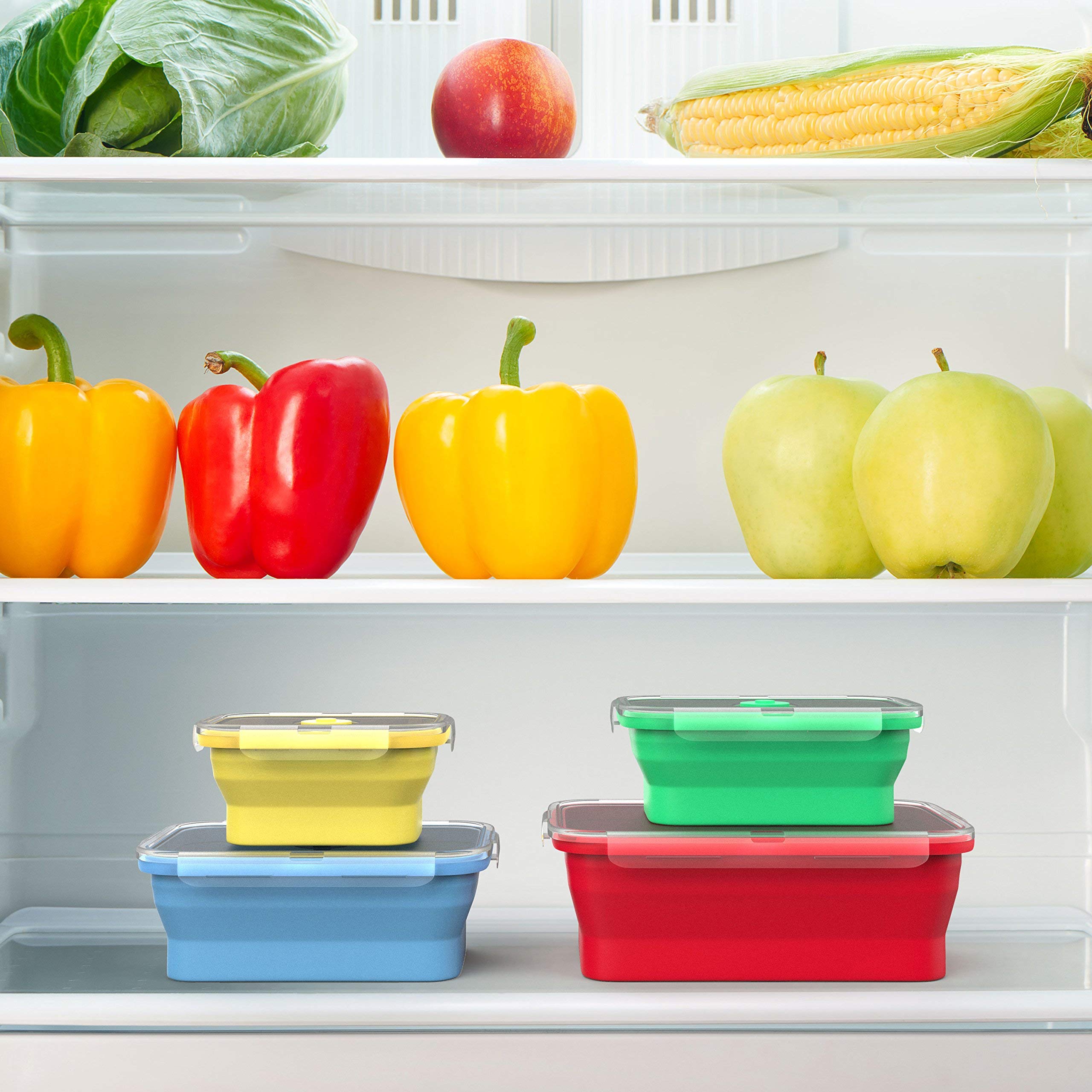 Vremi silicone containers feature nestable design for tidy storage.