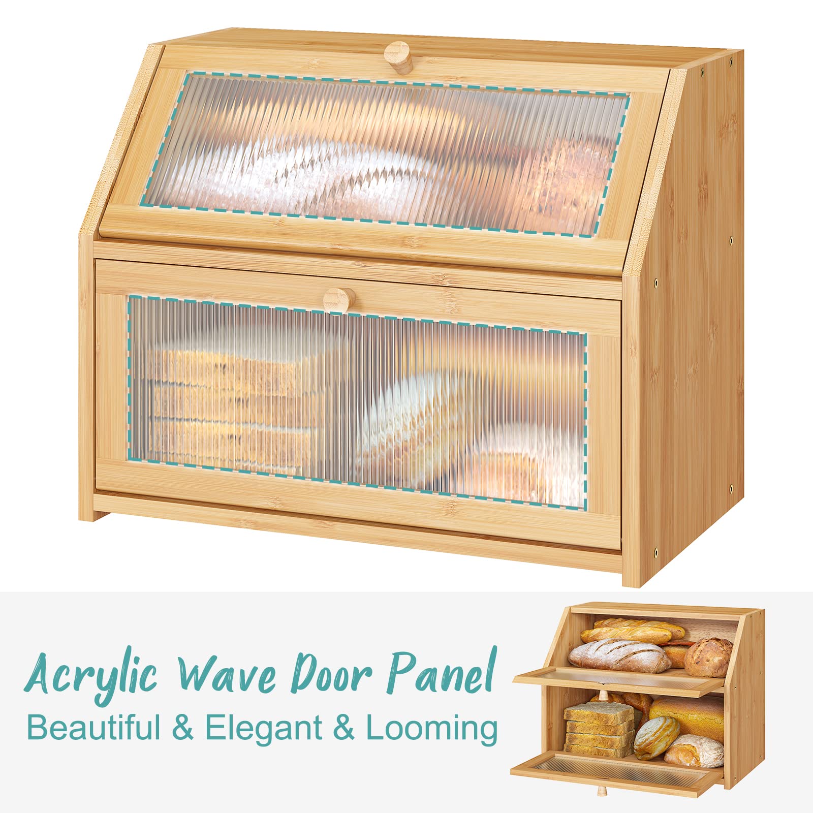 Vriccc bread box on kitchen counter showing organized bread storage.