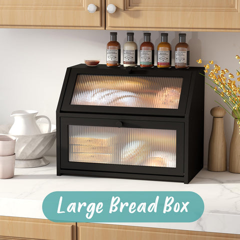 Vriccc bamboo bread box two-layer design with large capacity