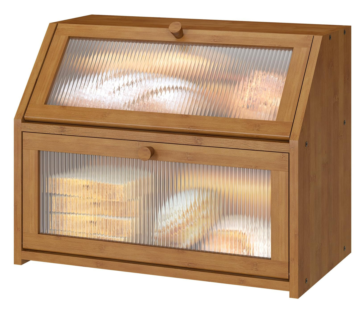 Vriccc bread box with acrylic wave glass for a tidy kitchen look