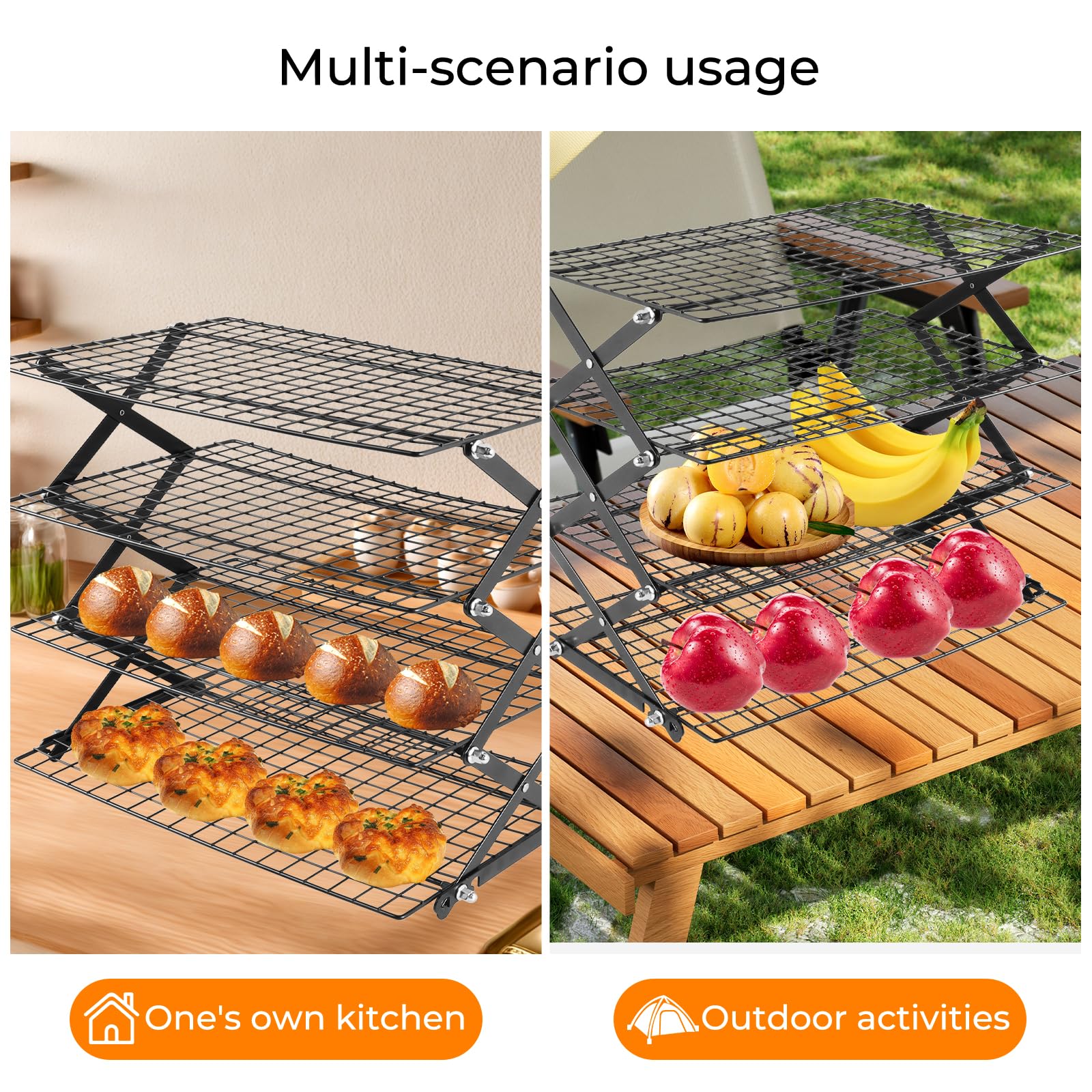 Vrsafan rack with food-safe non-stick coating for easy release.