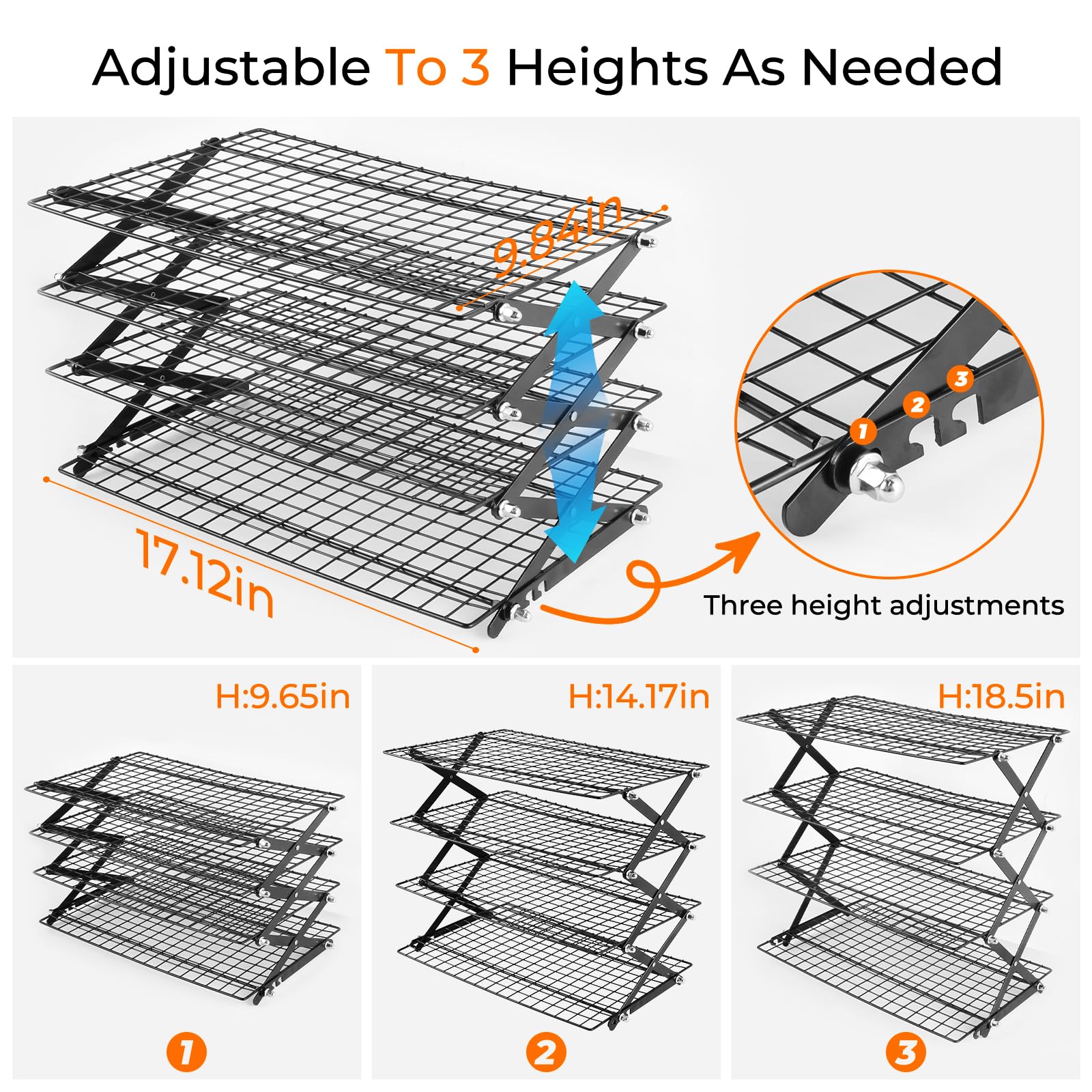 Vrsafan four-tier collapsible rack folded flat for compact storage in small kitchens.