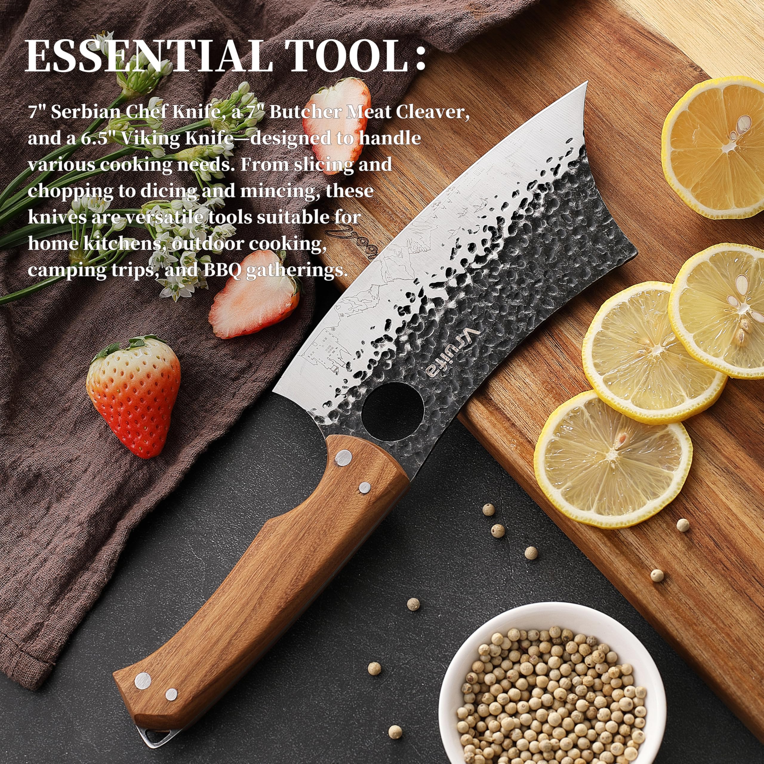 VRUIFA ergonomic wooden handles, secure grip for fatigue-free slicing