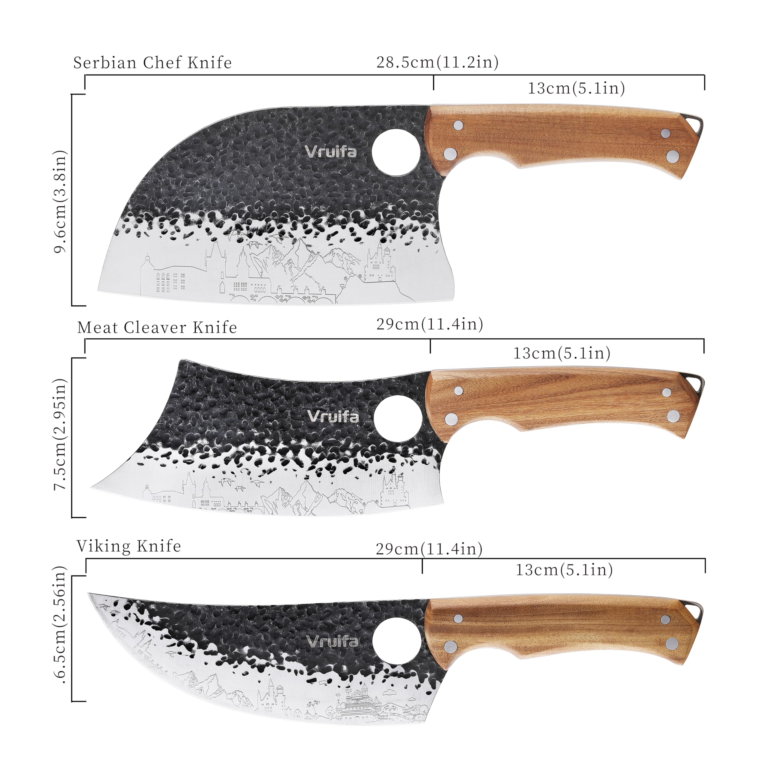 VRUIFA meat cleaver close-up, rugged blade ready for heavy chopping