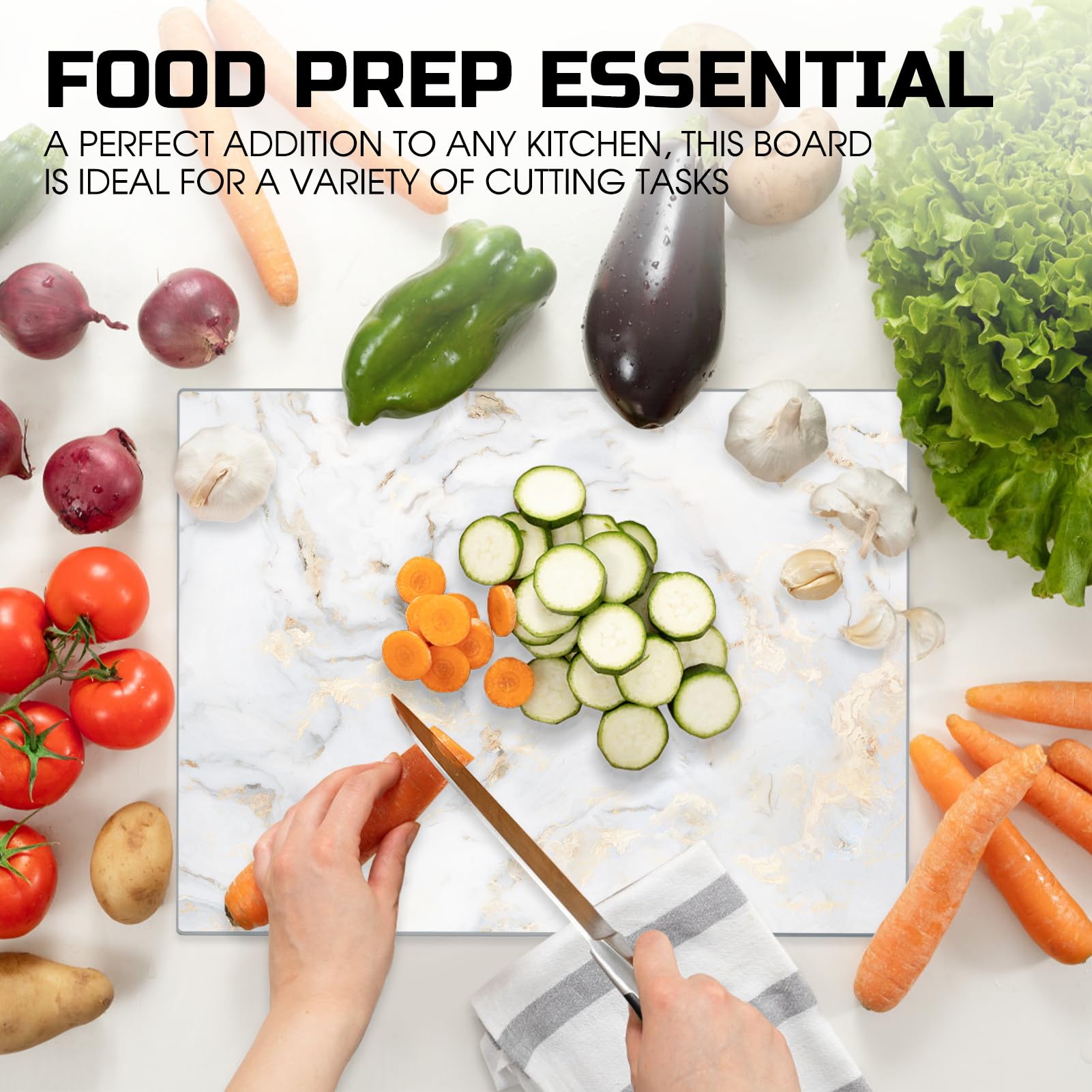 VSAR House dishwasher-safe glass cutting board surface for easy cleaning