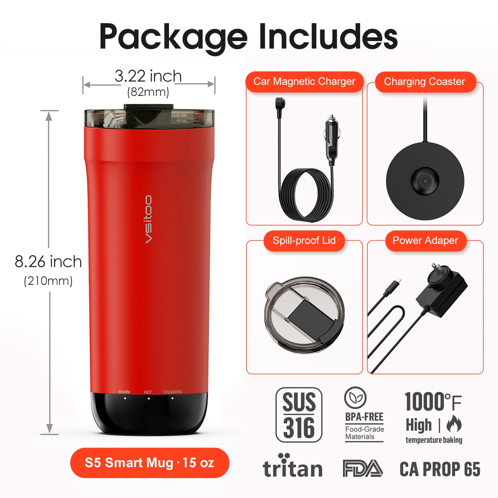 VSITOO S5 16oz red travel mug ready for travel