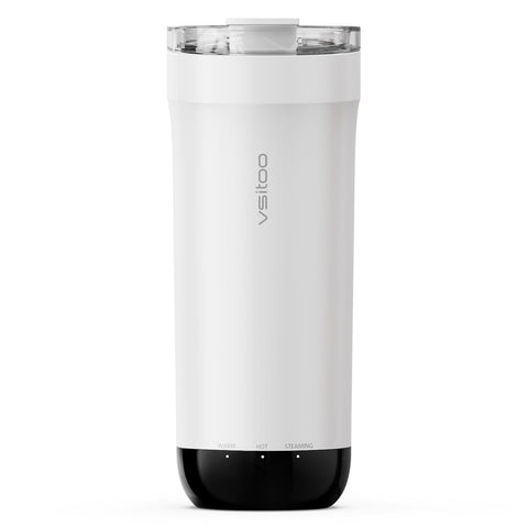 VSITOO S5 front view shows a sleek white mug for hot drinks on the go.