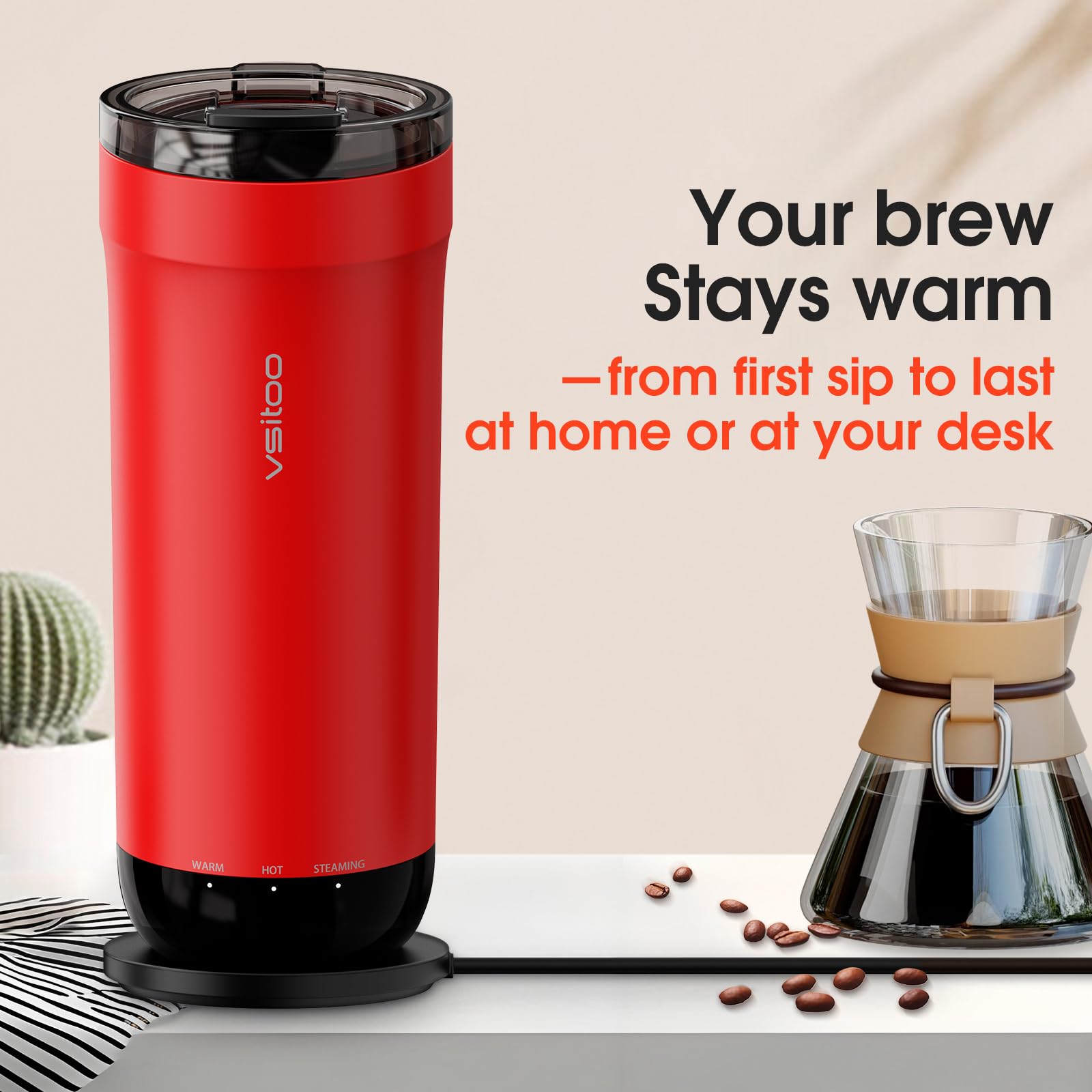 VSITOO S5 maintains 120–150°F for hours of hot beverage warmth