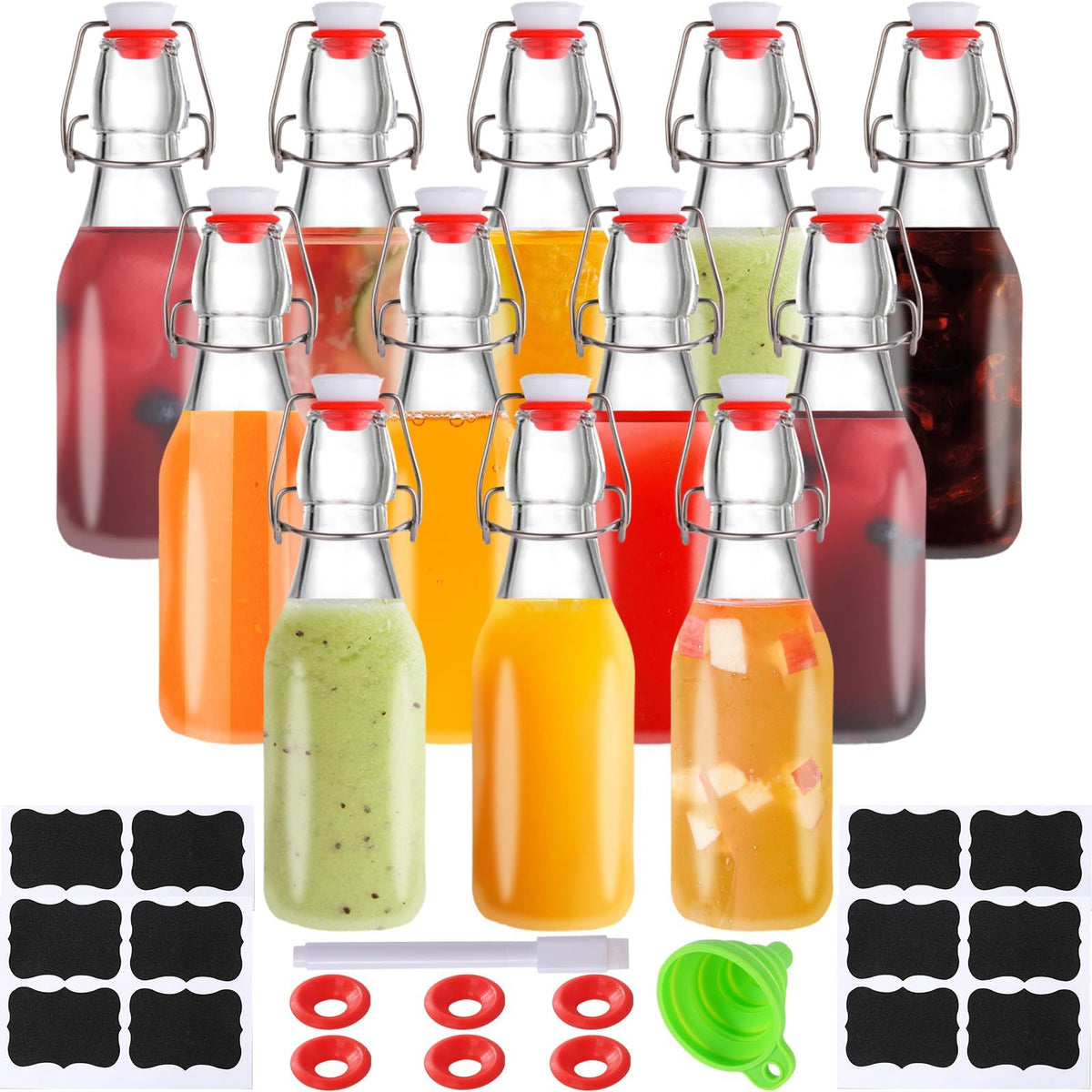 VSWINGBO 8.5oz swing-top bottle pack with airtight lids for safe storage and brewing