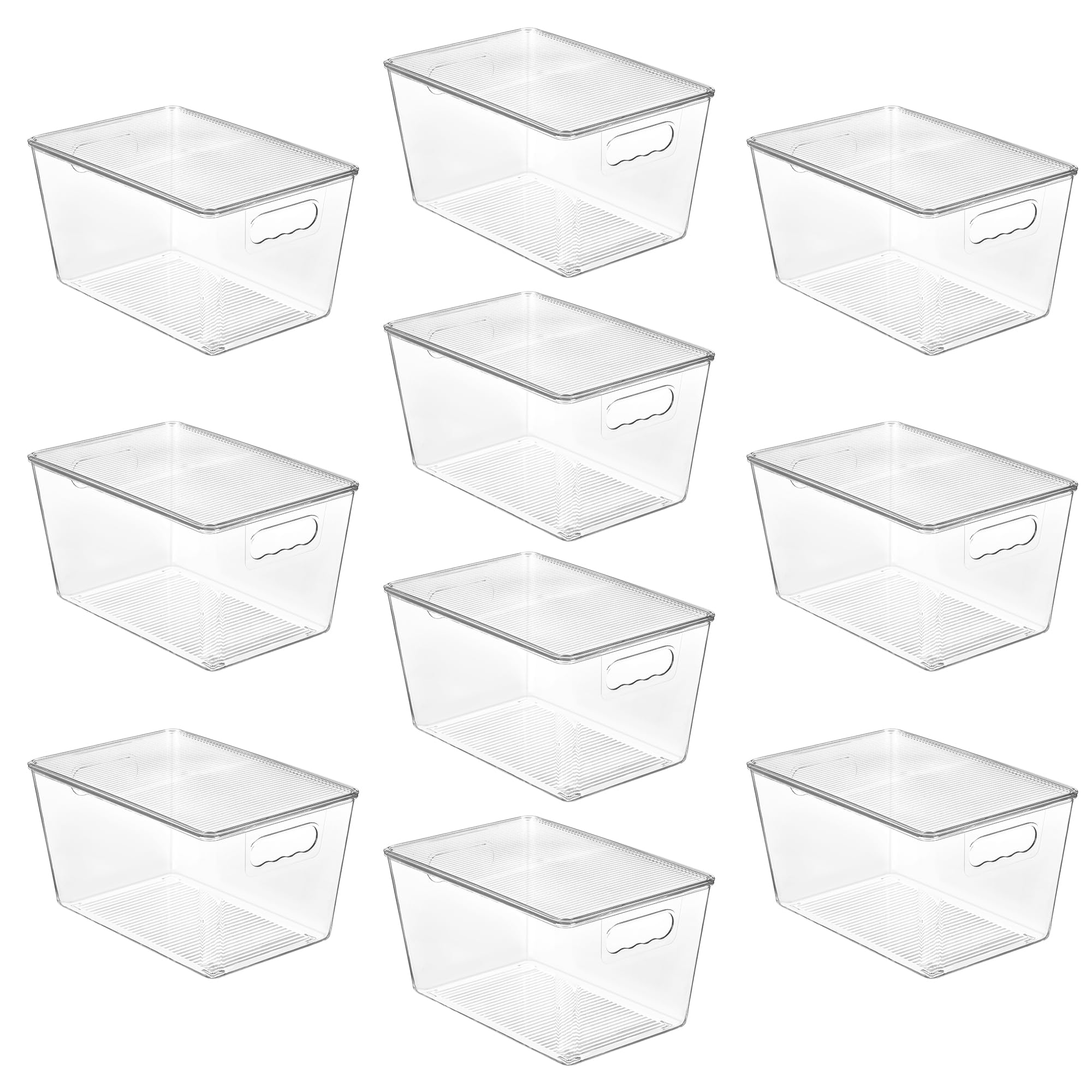 Vtopmart 10-pack clear bin with lids for easy pantry organization.
