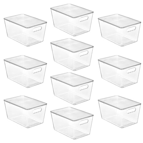 Vtopmart 10-pack clear bin with lids for easy pantry organization.