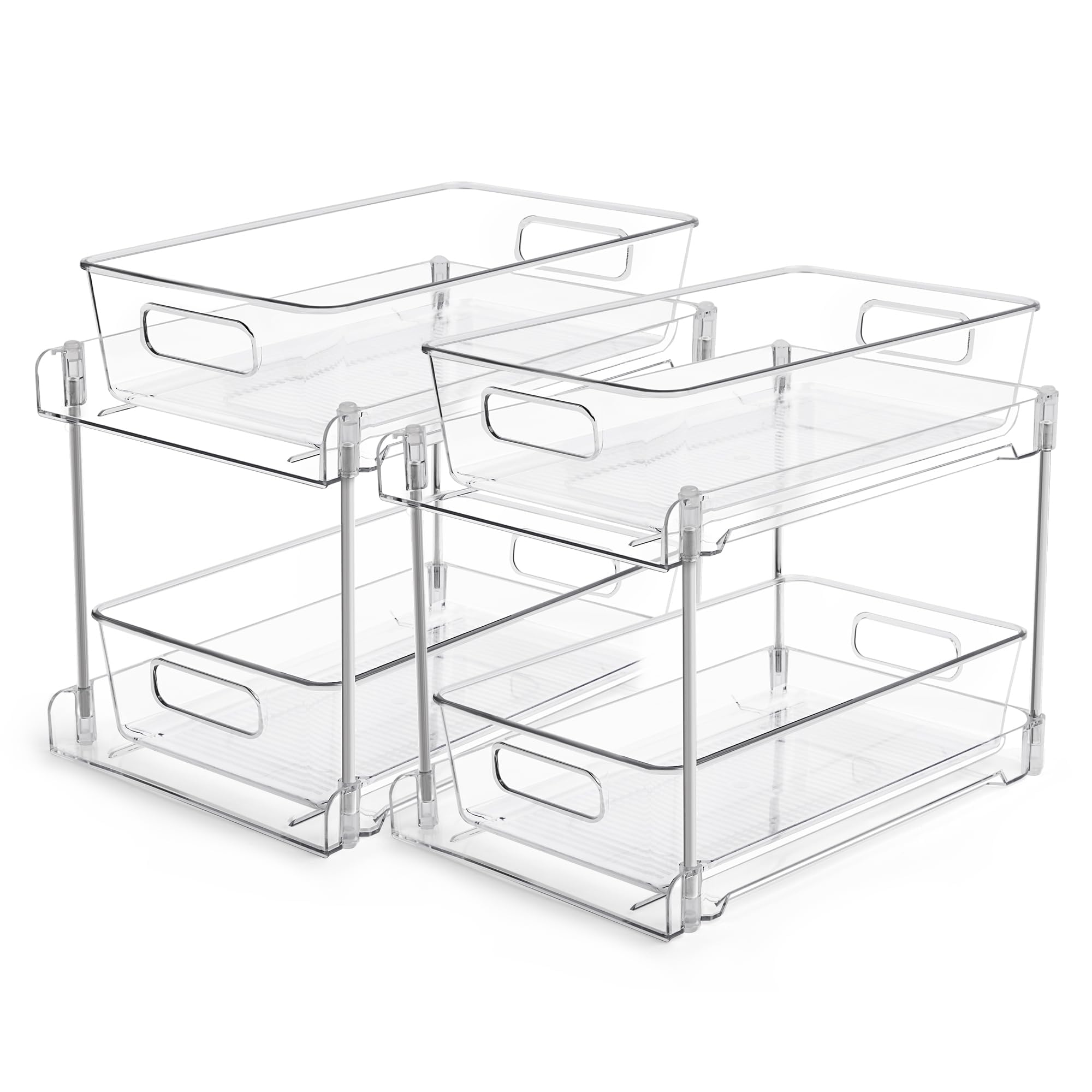 Vtopmart 2-tier bathroom storage organizer with pull-out drawers for easy access to toiletries.