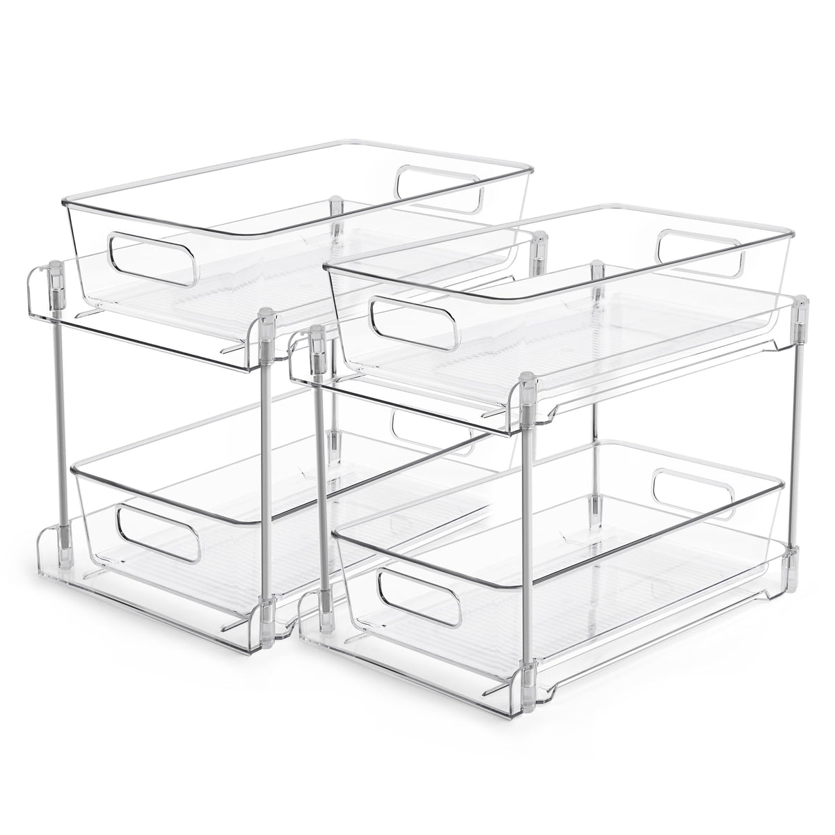 Vtopmart 2-tier bathroom storage organizer with pull-out drawers for easy access to toiletries.