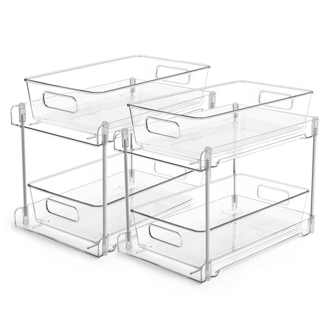 Vtopmart 2-tier bathroom storage organizer with pull-out drawers for easy access to toiletries.