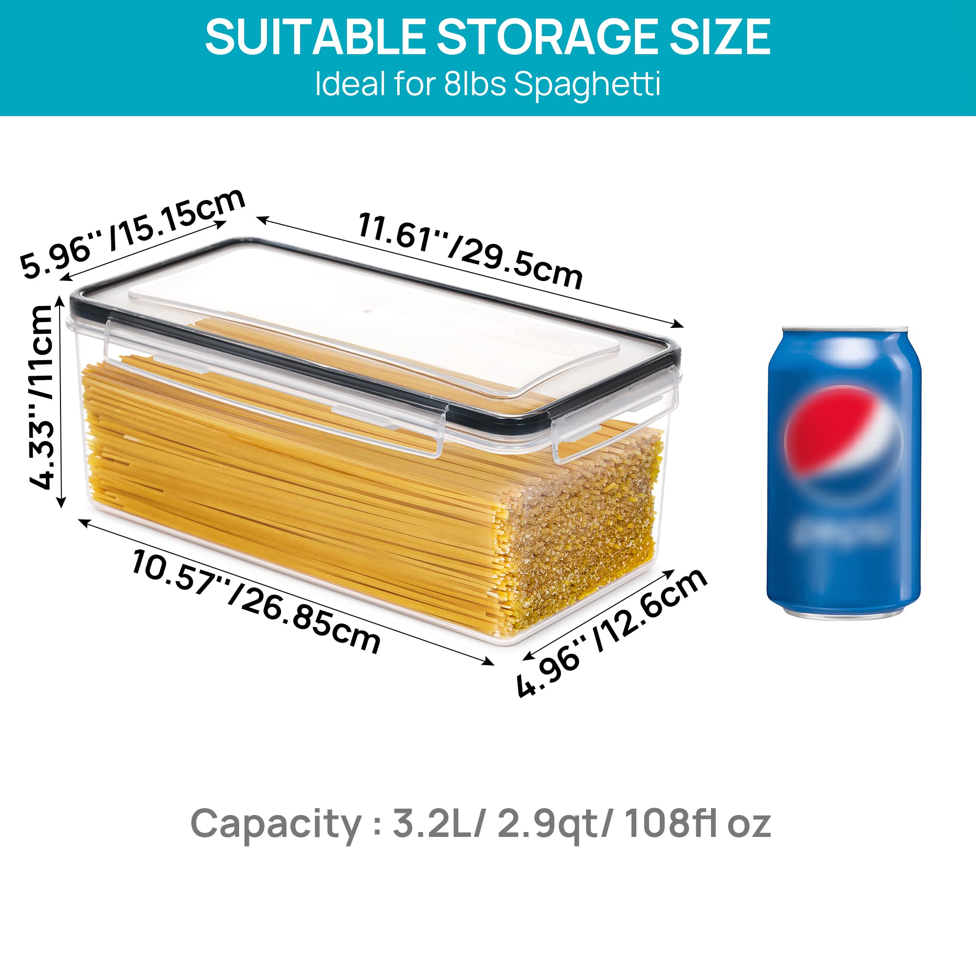 Vtopmart four-piece set designed for pasta and dry goods storage.