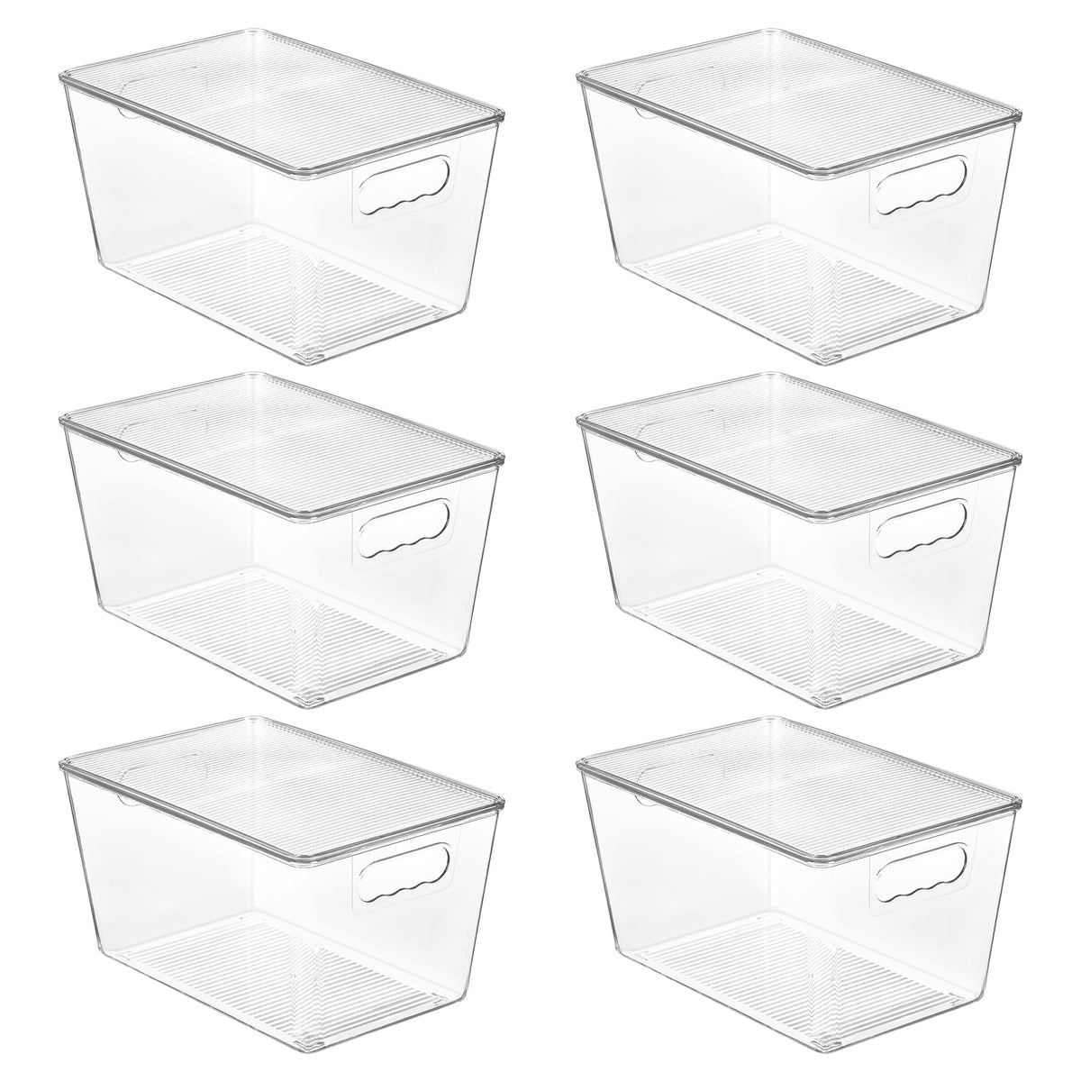 Vtopmart 6-pack clear stackable bins with lids for pantry organization