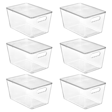 Vtopmart 6-pack clear stackable bins with lids for pantry organization