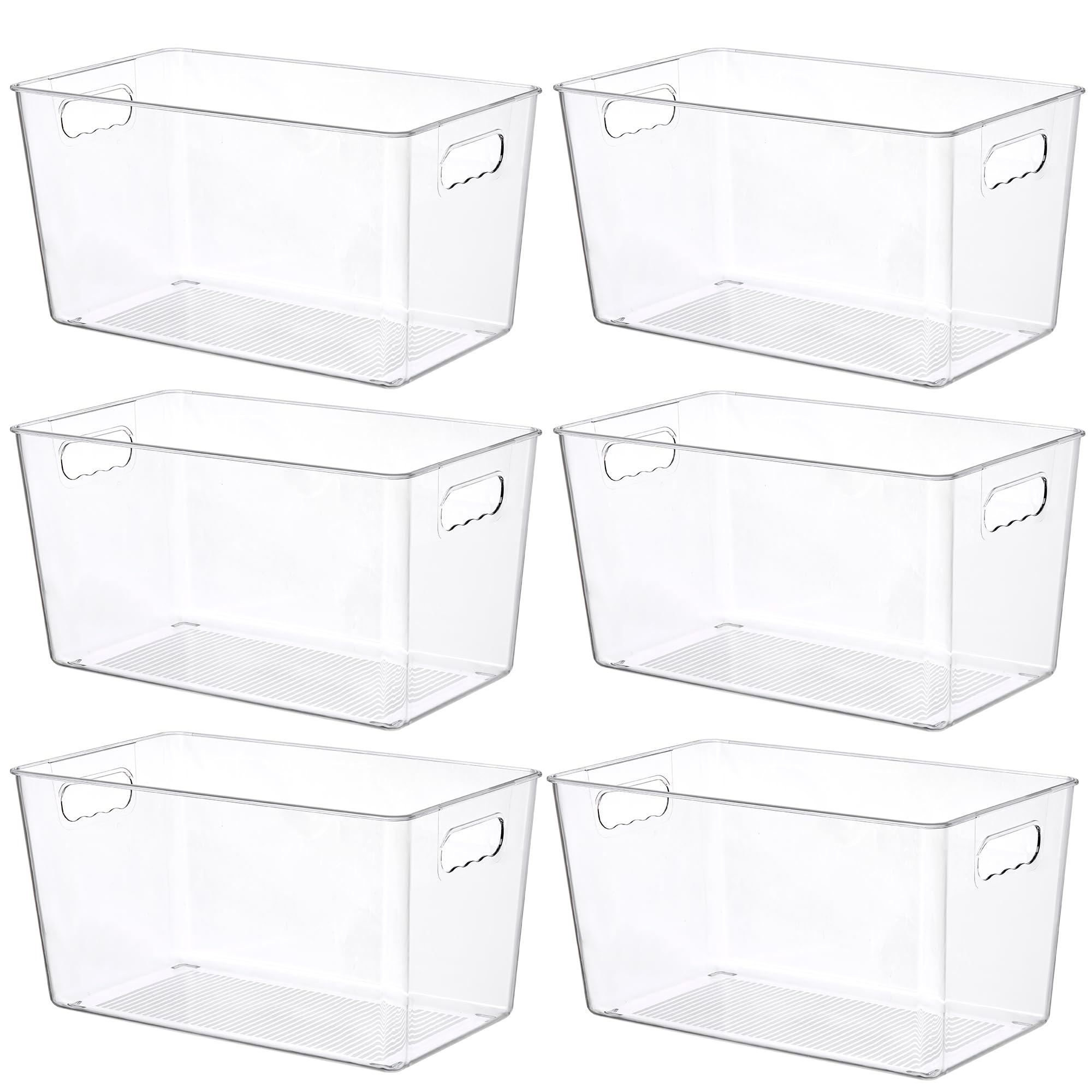 Vtopmart 6 Pcs clear storage bins for organized pantry and easy visibility